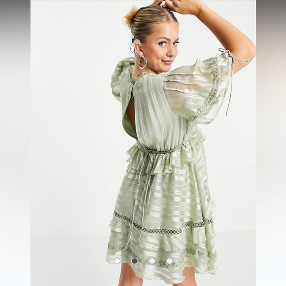 ASOS Design Maternity Sage Satin Green Dress - Picture 13 of 13